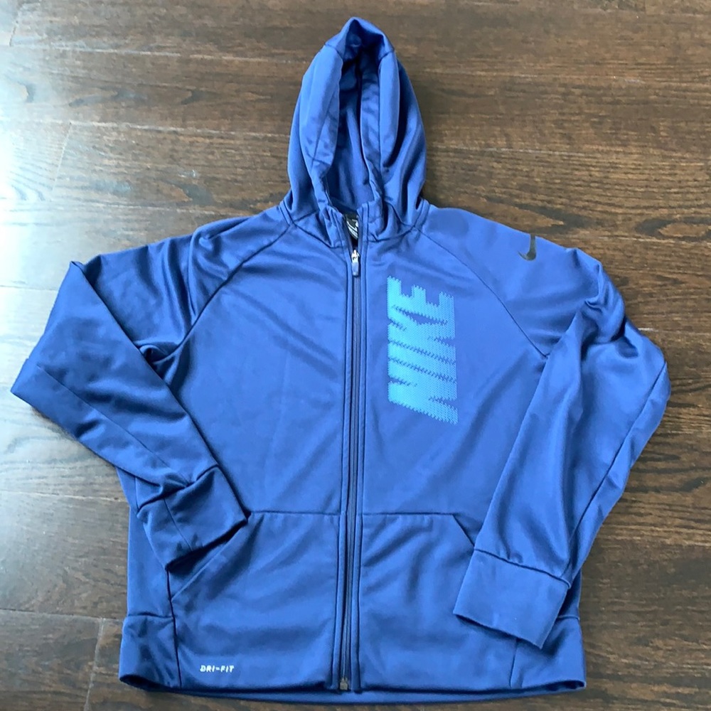 Nike boys extra large blue zip up hoodie